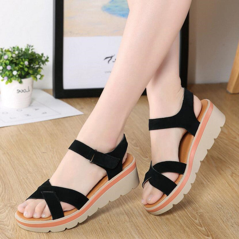 Wedge flat student sandals