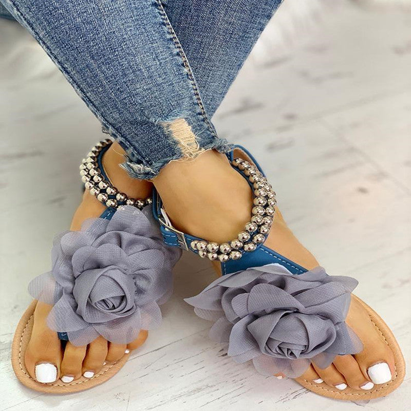 Flat flower sandals Snapitonline