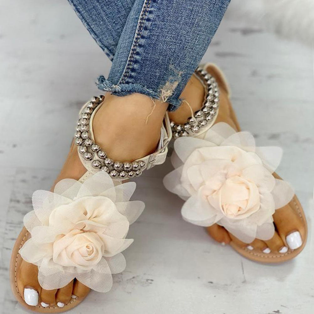 Flat flower sandals Snapitonline