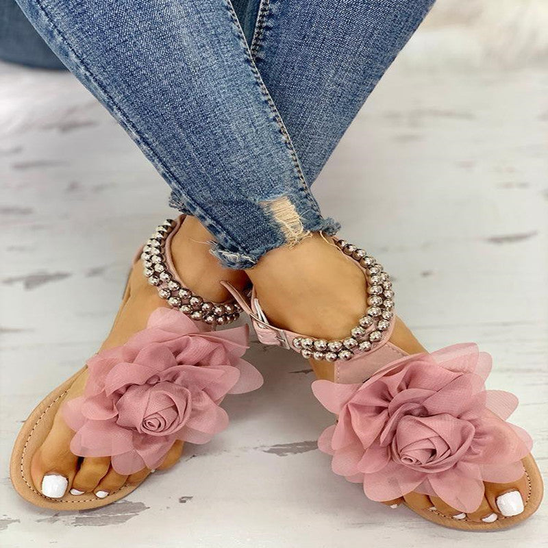 Flat flower sandals Snapitonline